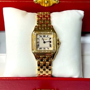 ❌❌❌SOLD❌❌❌Cartier Panthere 18k Yellow Gold Diamond Bezel 22mm Ladies Watch